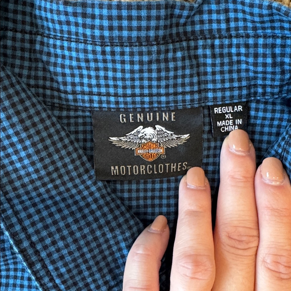 Harley-Davidson Blue Patterned Button Up - Picture 4 of 5